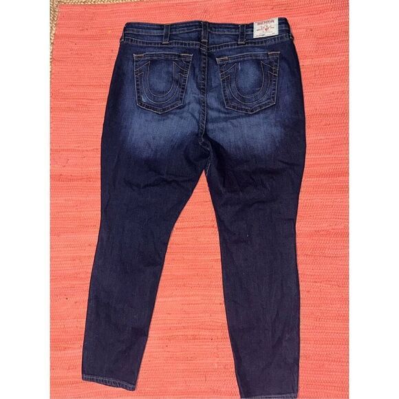 Vintage style True Religion Blue Veins Sequin Curvy Skinny Jeans Womens Size 40 - Picture 6 of 10